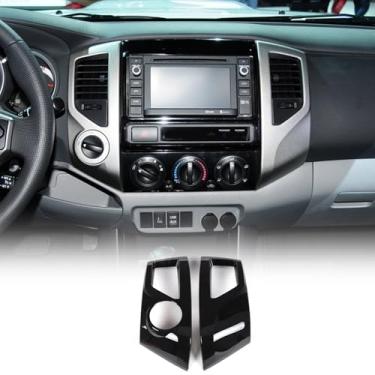 Imagem de LLKUANG Painel de controle central ABS para carro com acabamento de moldura de saída de ar compatível com Toyota Tacoma 2011 2012 2013 2014 2015 acessórios interiores (preto brilhante)