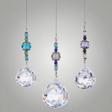 Imagem de Conjunto de 3 bolas de prisma de cristal – apanhadores de sol pendurados criam arco-íris de janela, decoração de casa e jardim com pingentes de vidro