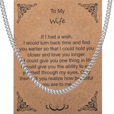 Imagem de Colar de corrente cubana para namorado, namorada, marido, esposa, 8 mm/10 mm, presente romântico com cartão, 28in, Aço inoxidável, Sem Pedra Preciosa