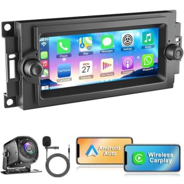 Imagem de Tela QLED CarPlay de 4 GB + 64 GB para Dodge Ram 1500/2500/3500 (2006-2008), para Chrysler 300 300C (2005-2007), para Jeep Grand Cherokee (2005-2009), Android 13 Car Radio Stereo