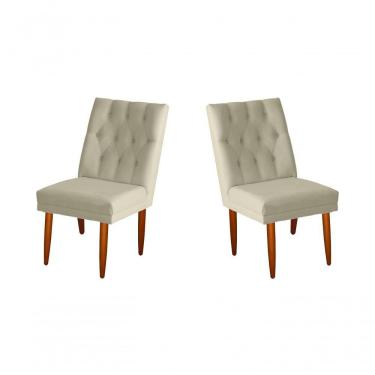 Imagem de Jogo 02 Cadeiras De Jantar Estofada Cozinha Paris Suede Palha Eli Móveis