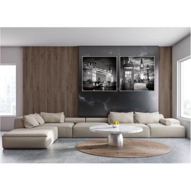 Imagem de Kit Com 2 Quadros Decorativos Cidades Com Moldura Para Sala Quarto Escritório 72x72 Cidades 003