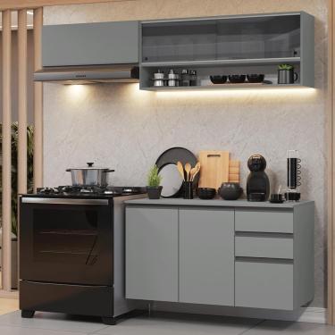 Imagem de Armário De Cozinha Compacta Suspenso 200cm Nice Madesa 12 Cinza