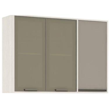 Imagem de Armário De Cozinha Luciane 3 Portas Linea Patina Mocca Laca