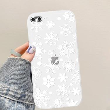 Imagem de Compatível com iPhone 7Plus/8Plus, capa transparente de floco de neve de Natal, Papai Noel, design transparente para mulheres, TPU macio, à prova de choque, proteção para iPhone 7Plus/8Plus-floco de