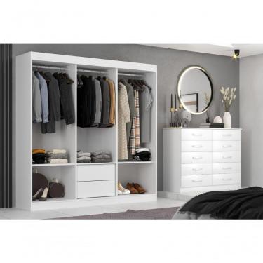 Imagem de Closet Lisboa Com Cômoda 10 Gavetas Premium Marbela - Branco