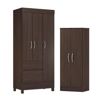 Imagem de Guarda Roupa Solteiro Wind Com Multiuso Viena Café - Demóbile