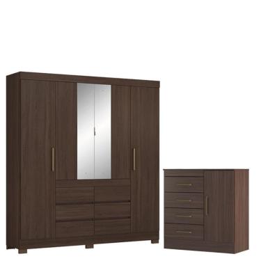 Imagem de Guarda Roupa Casal Cádis Com Cômoda Montevidéu Café Touch -demóbile
