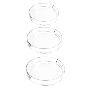 Imagem de Conjunto de bandejas de acrílico transparente – 3 bandejas redondas de acrílico para servir alimentos e refrescos com alças – bandejas de acrílico pequenas multiuso para organizar – bandeja de cama