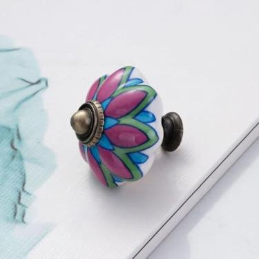 Imagem de Puxador de abóbora para decoração de porta de armário cerâmica e ligas puxador de móveis várias cores porta vintage (estilo 12)