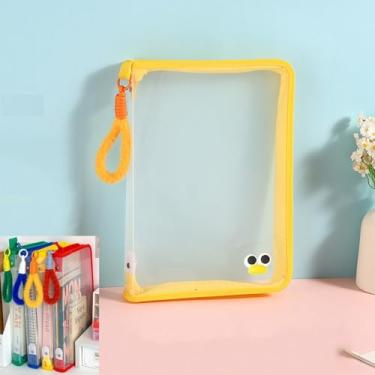 Imagem de Pastas de arquivo transparentes tamanho A4 com zíper e alça, bolsa de documentos à prova d'água engrossada atualizada, protetores de folha, sacos de quebra-cabeça, bolsas com zíper para blocos de