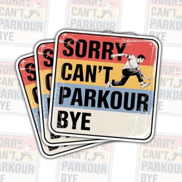 Imagem de 3 adesivos Sorry Can't Parkour Bye, decalques divertidos de vinil freerun para esportes radicais para laptop, caderno, diário, garrafa hidráulica, carro, presente para adolescentes, estudantes