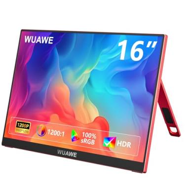Imagem de Monitor portátil de 16 polegadas presente para meninas, 1920 x 1200p FHD 100% sRGB para desenho e design, USB C HDMI tela externa de metal ultrafino para laptop/Mac/telefone/Xbox/PS5, casal de Dia das