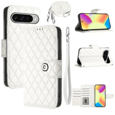 Imagem de Dswteny Capa carteira para Google Pixel 9/9 Pro/10/10 Pro 5G com alça de ombro de pulso padrão Argyle couro PU flip porta-cartões capa para celular para Pixel9 9Pro/Pixel10 10Pro Nine Ten Girls Women