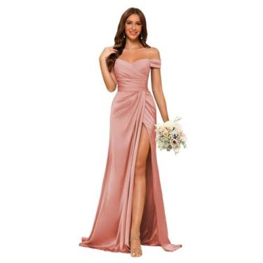 Imagem de Vestido de dama de honra Dessiny Dusty Rose Satin Mermaid US22W