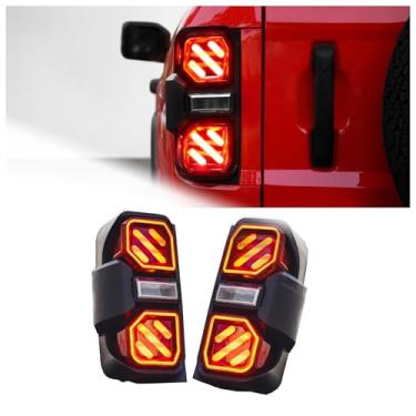 Imagem de AIGMUX Luzes traseiras de LED para montagem de lanterna traseira Ford bronco2021-2024, um par de conjuntos de luz traseira de lente vermelha, modelos Ford bronco2021, 2022, 2023, 2024