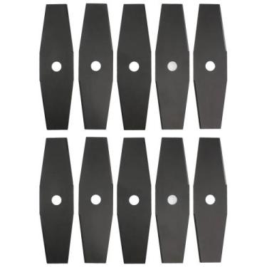 Imagem de Kit 10 Facas Lâminas 2 Pontas Roçadeira 350mm Furo 1" Polegada 1,7mm -