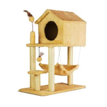 Imagem de Arranhador para Gatos Casa Dois Andares com Rede e Brinquedo Cat Londo