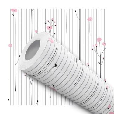 Imagem de Papel De Parede Vinílico Linhas Flores Rosa Sala Quarto 12m - DELIQUAD