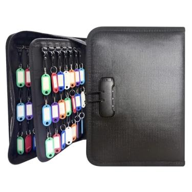 Imagem de Opastry Organizador de chaves de 132 posições com trava de combinação, estojo de chave à prova d'água à prova de fogo com zíper, porta-chaves para gerenciamento de aluguel, executivos de hotéis e