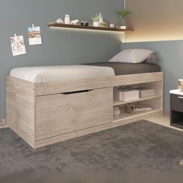 Imagem de Cama Solteiro com Sapateira Basculante Box Dois Nichos Vanessa