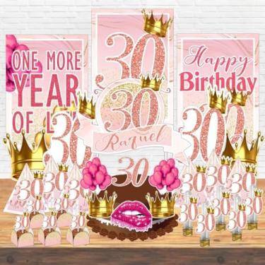 Imagem de Kit Festa Aniversário Personalizado 15 18 20 30 40 50 60 70 Anos Idades - Decoração Lembrancinha (Kit Festa + Arco Balão,30 Anos- ROSA)