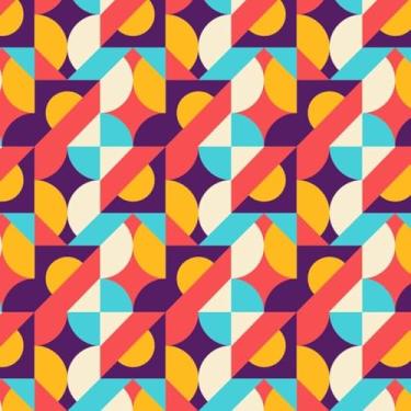 Imagem de Quadro Decorativo Flat Design Colour Blocked Pattern Painel de Parede Moderno 30x30cm