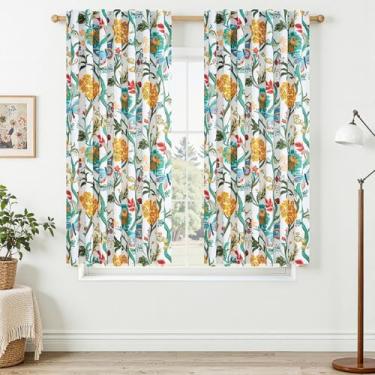 Imagem de Topfinel Cortinas de borboleta floral de 153 cm de comprimento para sala de estar, quarto, verde, campo francês, cortinas botânicas com ganchos, anéis do chão ao teto 80% cortina blackout, verde