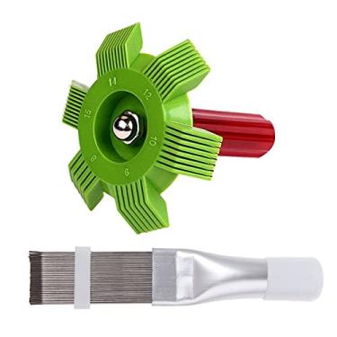 Imagem de 2 peças Conjunto de Escova e Pente para Limpeza Aletas do Condensador Ar Condicionado Limpador Alisador Kit Bobina Geladeira Manutenção HVAC Ferramenta Reparo Evaporador Radiador