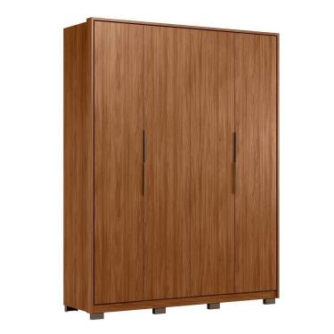 Imagem de Guarda Roupa Casal Attore 4 Portas Nogueira Com Pés - Demartêz Nogueira