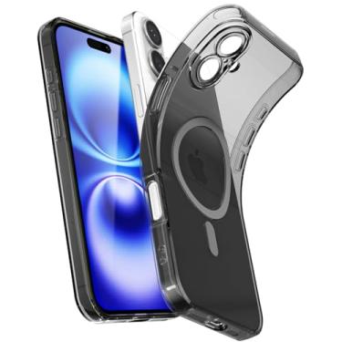 Imagem de Svanove Capa magnética transparente para iPhone 16, compatível com Magsafe Slim Thin Transparente Mag Safe Case para mulheres e meninas, capa de segurança de borracha de silicone macia fofa com capa
