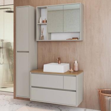 Imagem de Armário de Banheiro Belarus 6 Portas 1 Gaveta com Cuba e Espelho Arenas - Art In Móveis