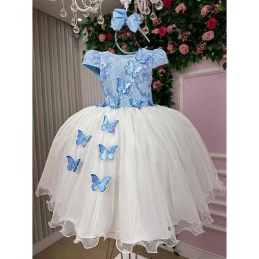 Imagem de Vestido Juvenil Midi Vila Lele Sabrina Azul Bebê e Off - Elegante e So