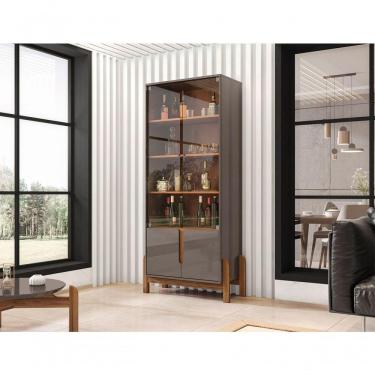 Imagem de Cristaleira Retrô Paris Pérola Cedro 2 Portas