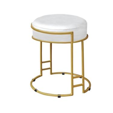 Imagem de Puff Sarah Sala E Recepção Estofado Metal Dourado