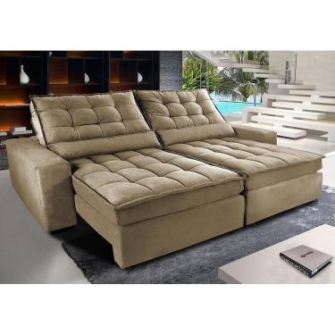 Imagem de Sofá Retrátil E Reclinável Com Molas Ensacadas Cama Inbox Gold 2,52m Tecido Suede Velusoft Castor