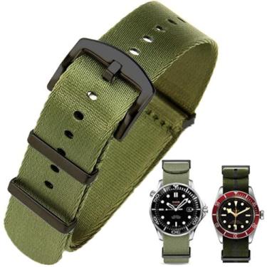 Imagem de Aoeiwv Pulseira de relógio de nylon balístico militar de 20 mm, 22 mm, com fivela pesada, macia, durável, impermeável, pulseira de reposição de nylon premium para homens e mulheres