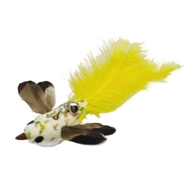 Imagem de Luzhengyang Recargas de varinha Feather Cat Teaser – Cabeças inspiradas em pássaros naturais, acessórios de brinquedo de gato para brincadeiras interativas (pacote com 5) (refil de pega, cor amarela)