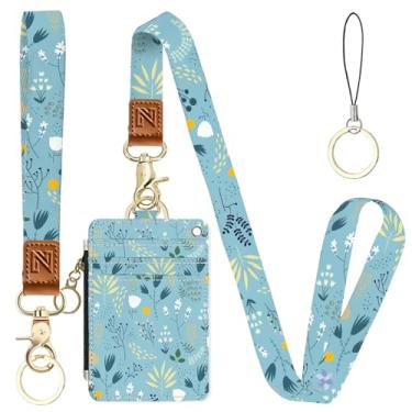 Imagem de Porta-crachá de identificação 2 em 1 com flor e carteira com cordão para professores, enfermeiras, profissionais - linda bolsa de moedas com zíper, alça de pulso removível e cordão de pescoço, 5