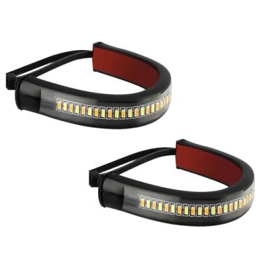 Imagem de HHZL Luz de seta LED para motocicleta, luz indicadora intermitente frontal e traseira, 12 V, superbrilhante, alternável, duas cores, branco e âmbar, à prova d'água, ajustável, para motocicletas