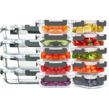 Imagem de Conjunto de Potes de Vidro para Micro-ondas, 20 Peças, Ideal para Armazenamento de Refeições