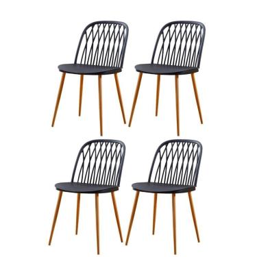 Imagem de Kit 4 Cadeiras Ariane Rivatti Polipropileno Preto Base Aço