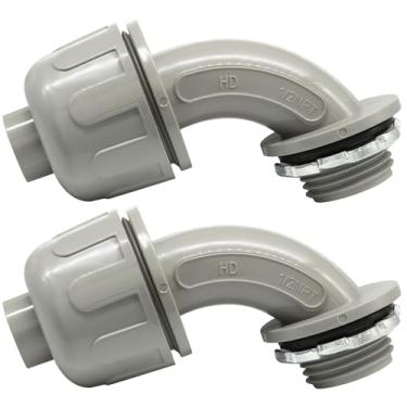 Imagem de Moicstiy Conector líquido apertado de 1/2 polegada, 2 peças de conectores de conduíte - acessórios de conduíte flexível, design de 90 graus para instalações elétricas de casa de banho e cozinha