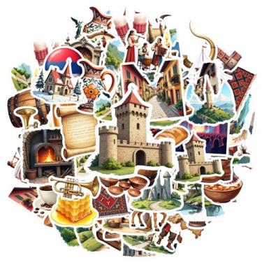 Imagem de 70 peças de adesivos de comida para viagem, cultura, arquitetura, natureza, cultural, adesivos vintage para laptop, motocicleta, bagagem, telefone, violão, laptop, notebook, mala de viagem