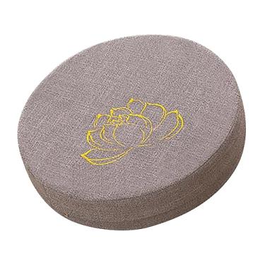 Imagem de Domary Almofada Redonda de Meditação, Linho de Algodão de Espuma Dura Destacável Lavável Confortável para Varanda Sala de Estar Tatami Com Travesseiro de Tapete de Chão (Cinza)