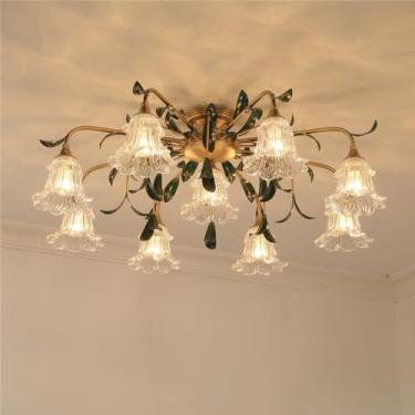 Imagem de Luminária de teto estilo pastoral americano, criatividade francesa, para sala de estar, restaurante, quarto, escritório, casa de campo, café, loja de roupas, decoração em LED, lâmpada em for