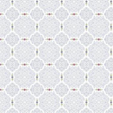 Imagem de Papel Parede Flores Arabesco Linhas Azul Adesivo Quarto Sala - LRP