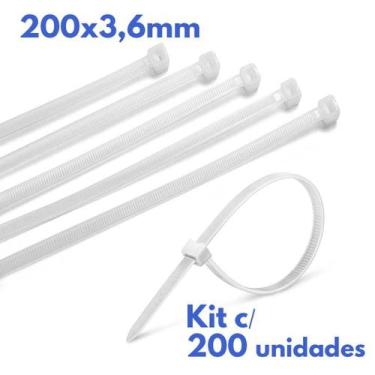 Imagem de Abraçadeira Nylon Branco 200X3,6Mm - Kit C/200 Unidades - Gooffice