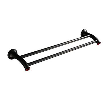 Imagem de Bar-Double Layer Stainless Steel Toalheiro Casa de Banho Cozinha Sem Perfuradores Estilo Europeu Preto 60 * 18,5 cm (Cor: Tamanho do perfurador: 60 * 18,5 cm) (sem perfuração 60 * 18,5 cm)
