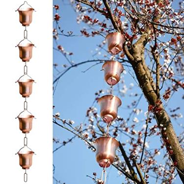 Imagem de Calhas de desvio, corrente de chuva de cobre para coletor de chuva/copos coletores de chuva, substitua a calha e desvie a água dos beirais e sinos decorativos, correntes de chuva para o exterior